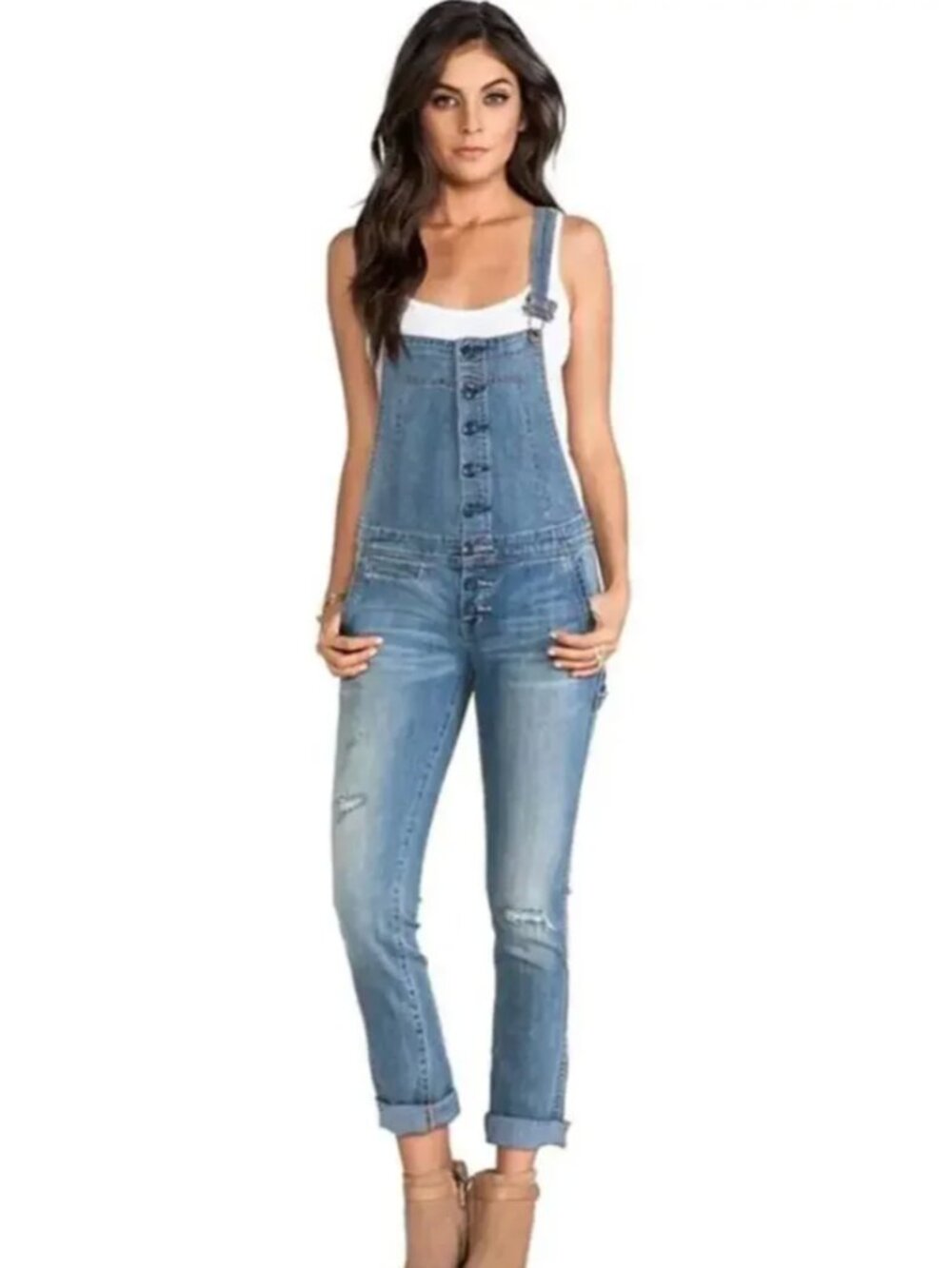 Free People Button Front Overalls